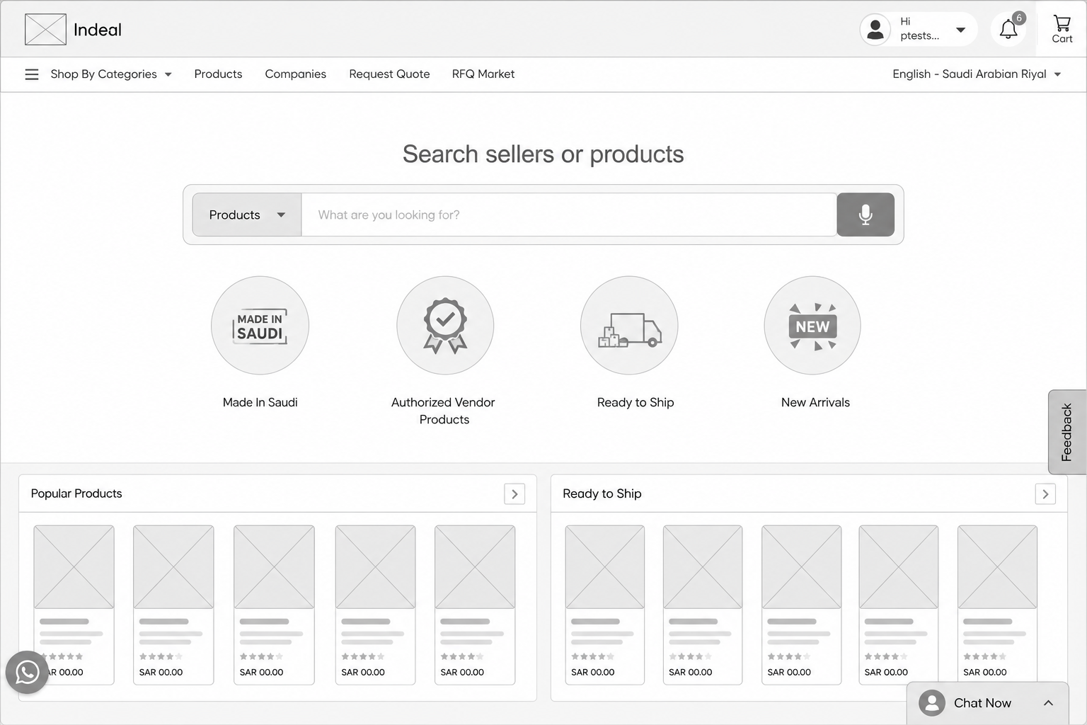 Low fidelity wireframe of the Dashboard screen